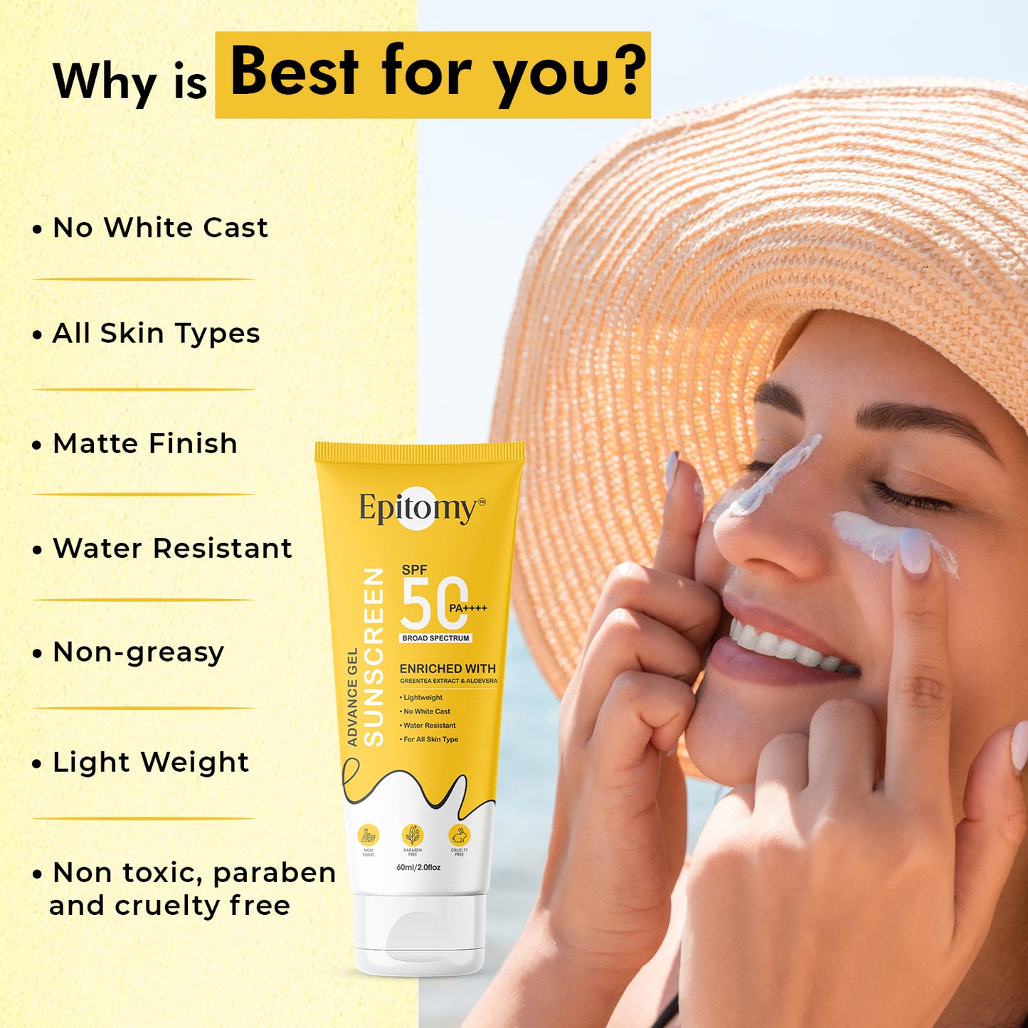 SPF 50 PA++++ Sunscreen Gel for All Skin 60ml