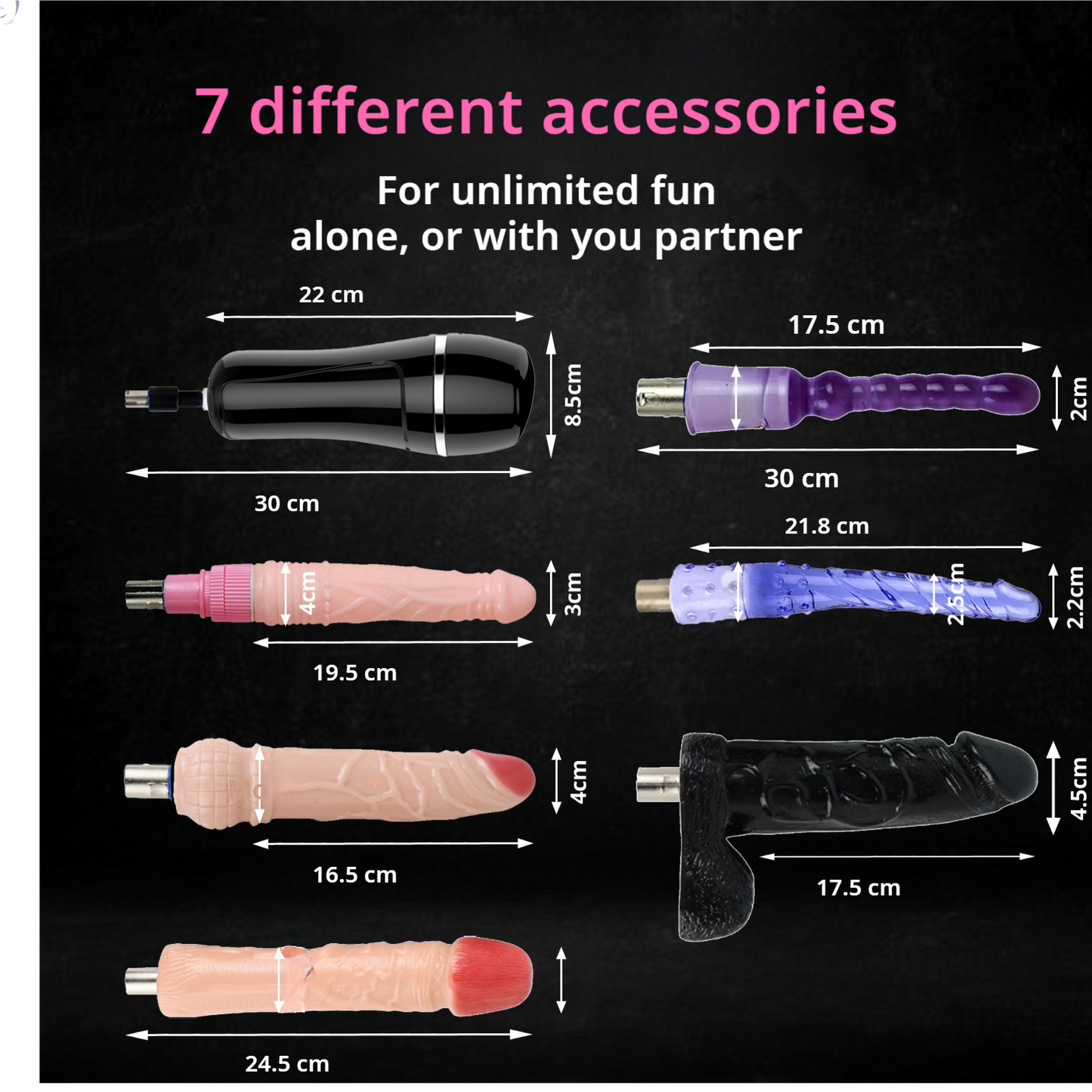 Eden Sex Machine Fuck Machine package with 7 attachments