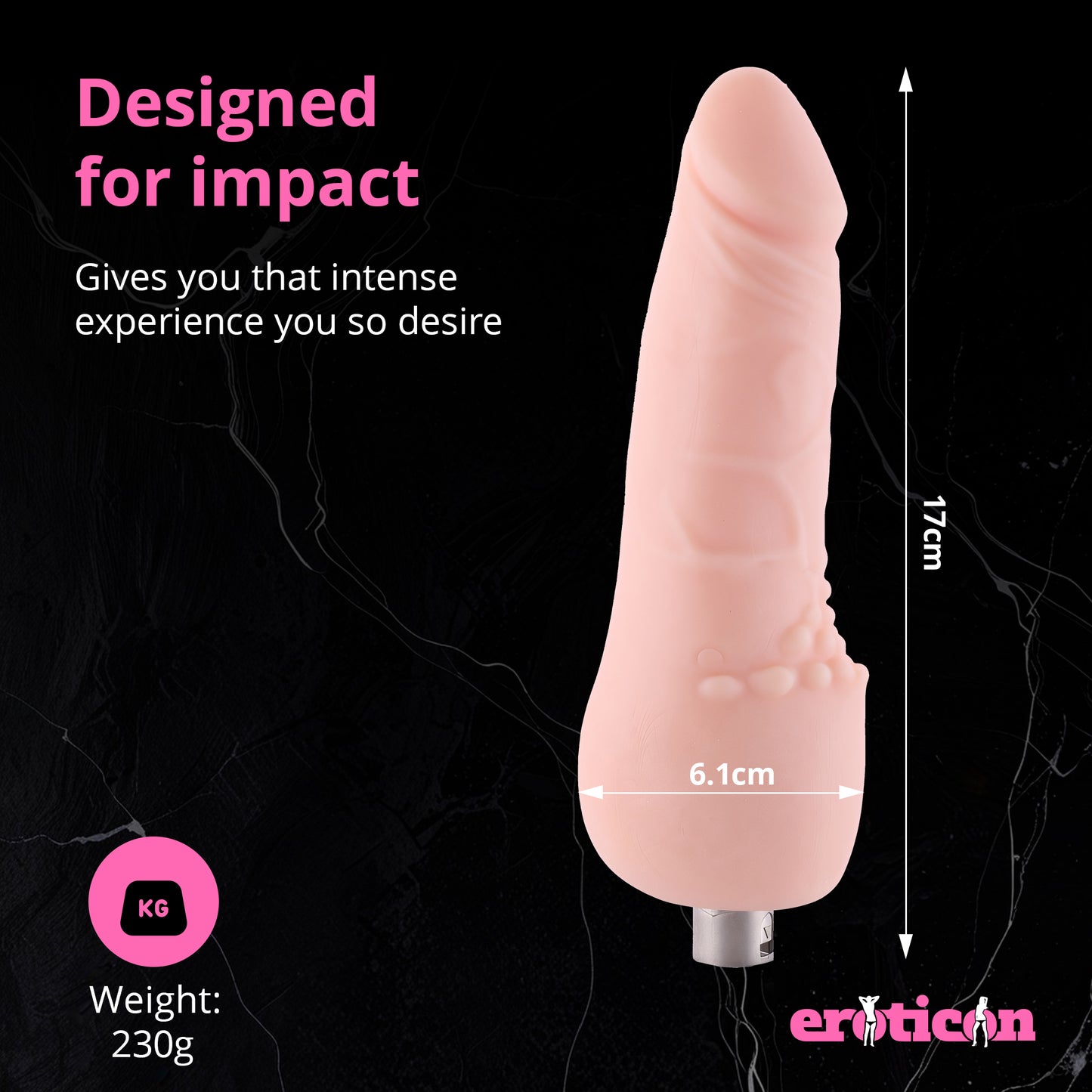 Flexible Dildo - 17cm Long & 6.1cm Thick - 3XLR attachment