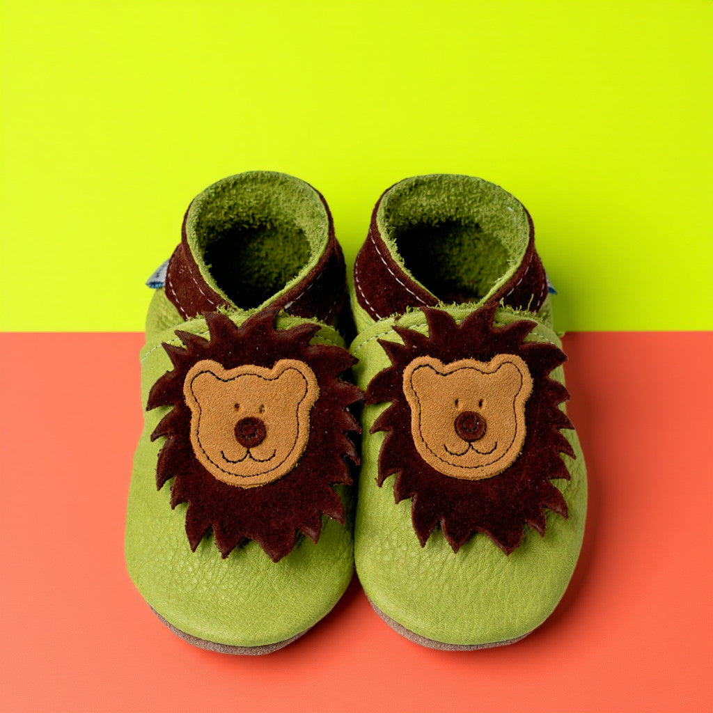 Leather Baby Shoes - Leo Pistachio - Inch Blue