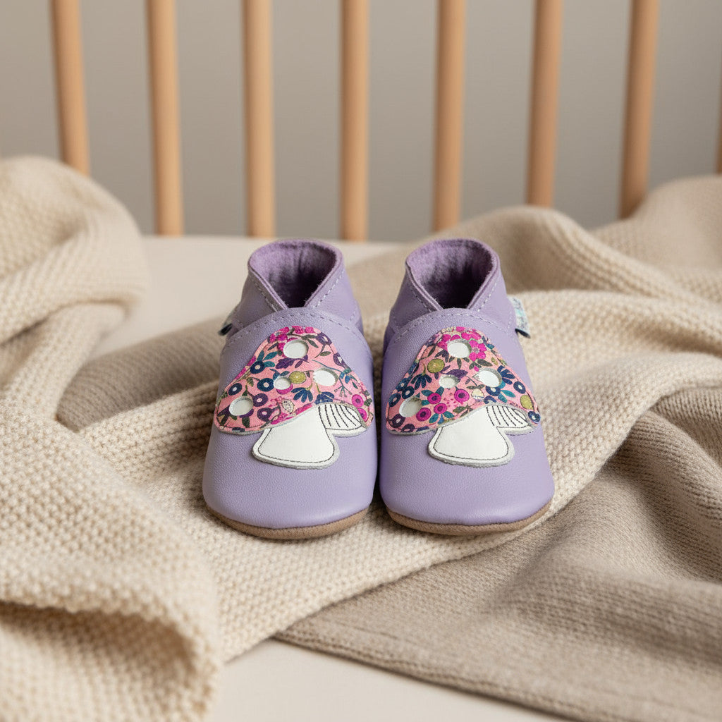 Leather Baby Shoes - Toadstool Lilac - Inch Blue