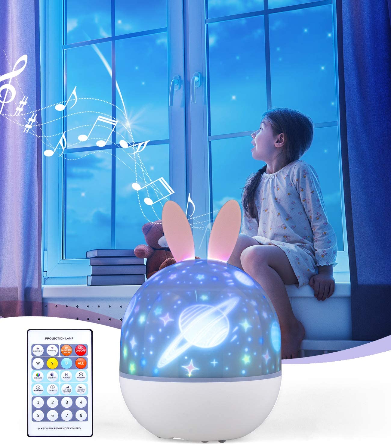 Night Light Projecter with Bluetooth Music Player