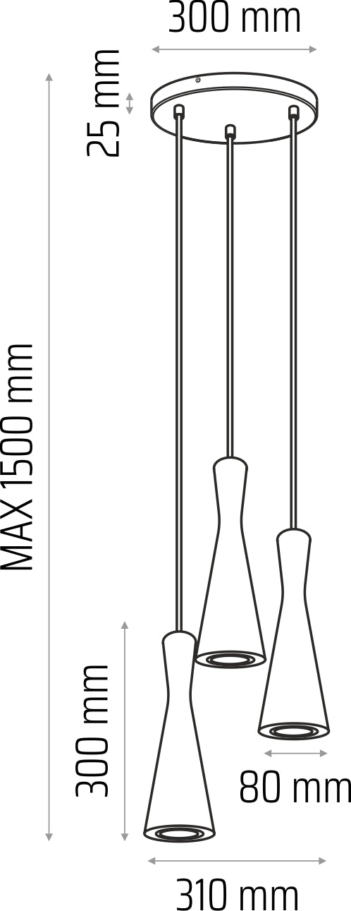 Hanging lamp black Vegas 3 tr (plaphone)