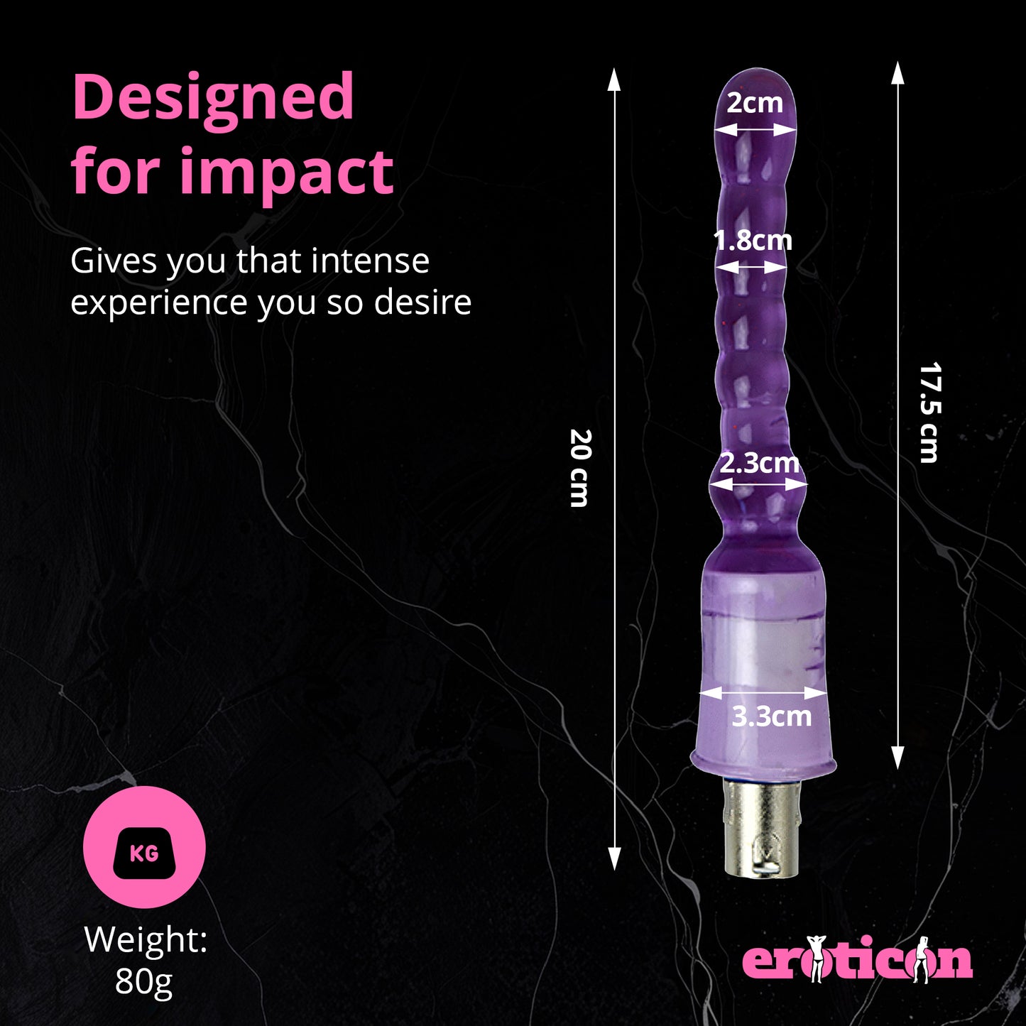 Dildo Attachment 17.5cm Purple and Thin for the Eroticon SM