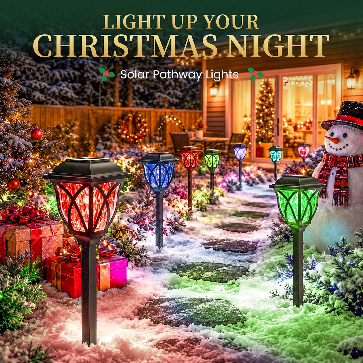 Solar Christmas Outdoor Multicolor Pathway Lights