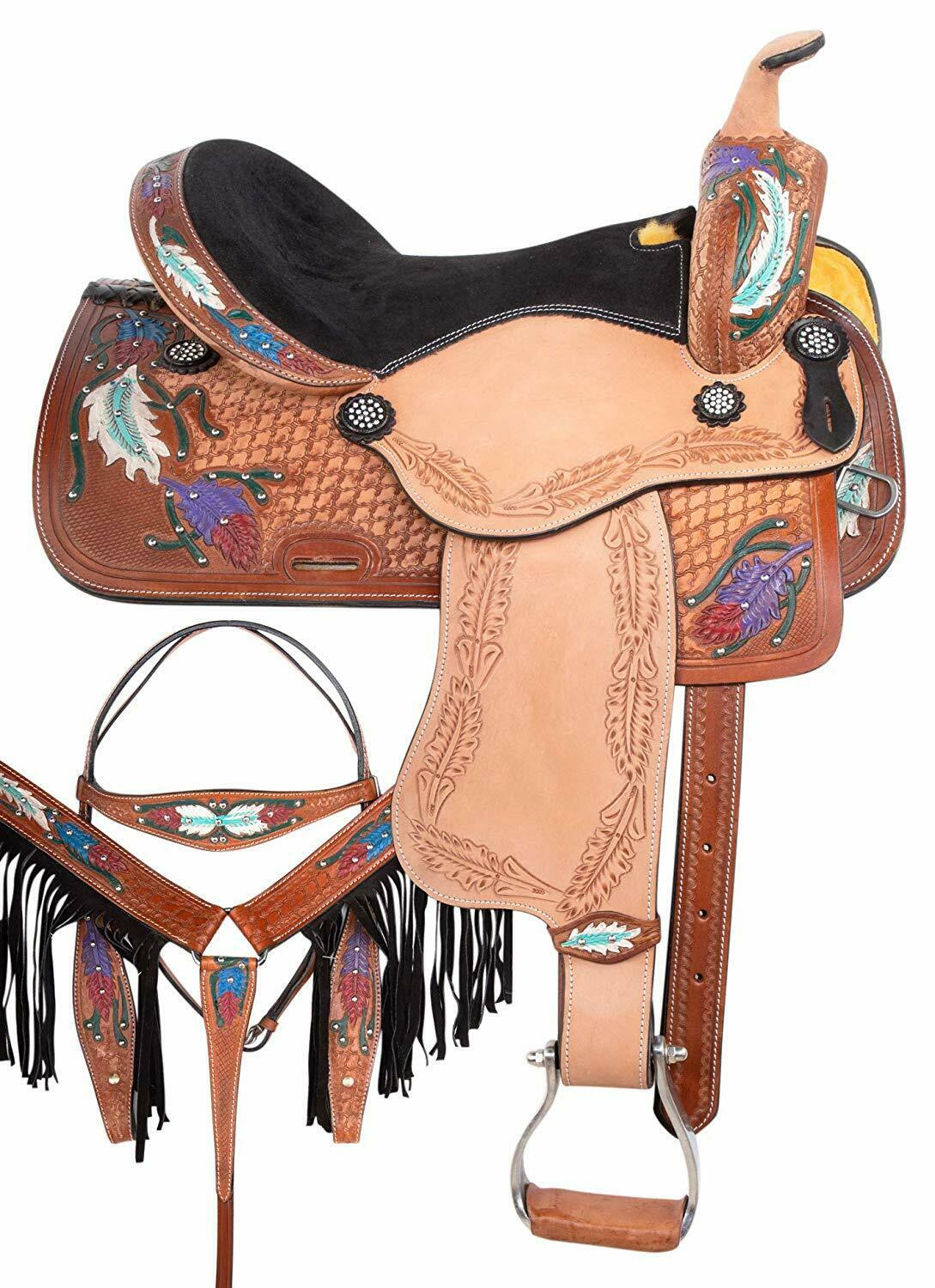 Leather Western Barrel Racing Kids Horse Saddle Size 10" to 13"