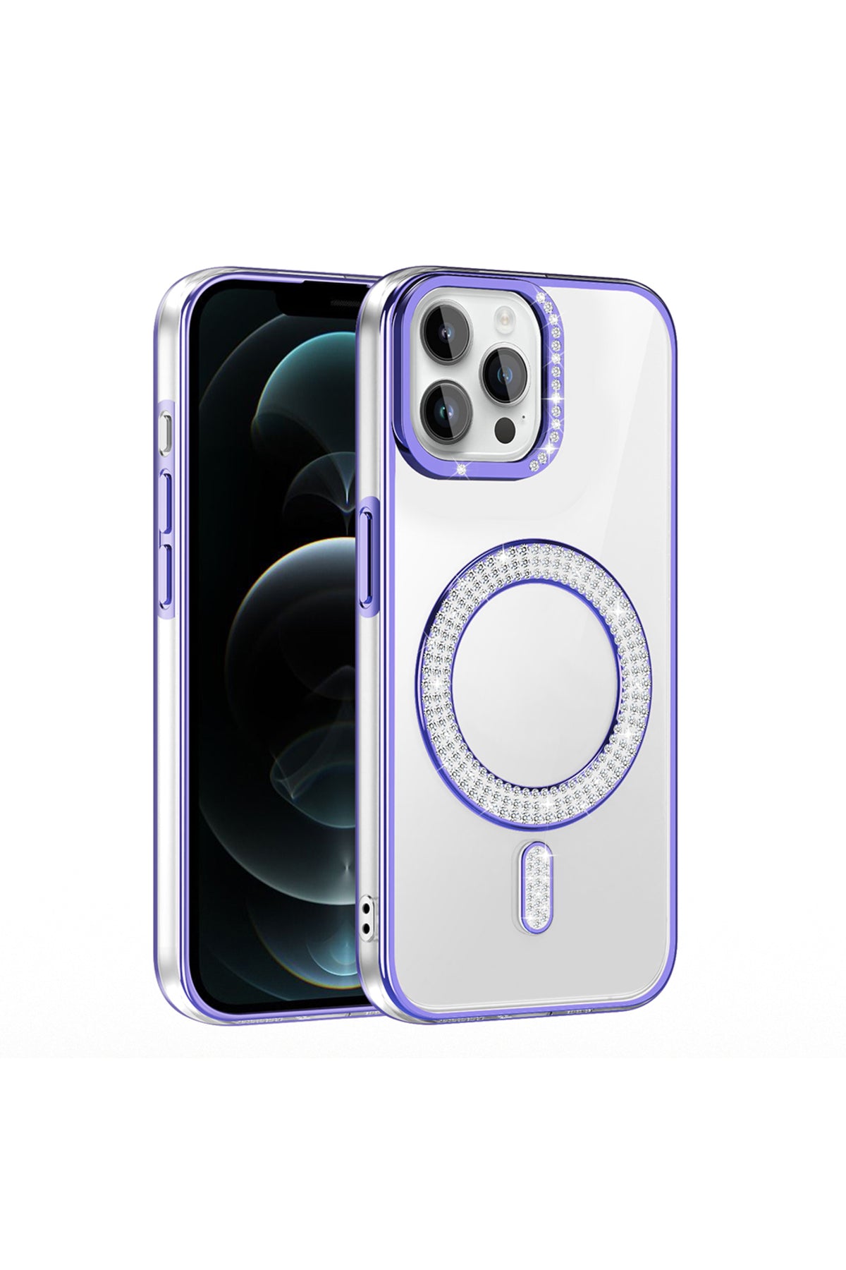 iPhone 12 Pro Case Karetta Diamond Stone Patterned Magsafelier Cover