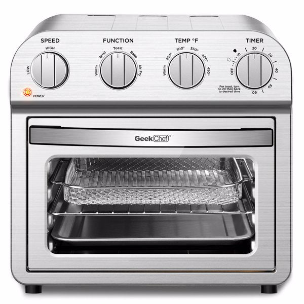Geek Chef Air Fryer Toaster Oven Combo Stainless Steel Silver
