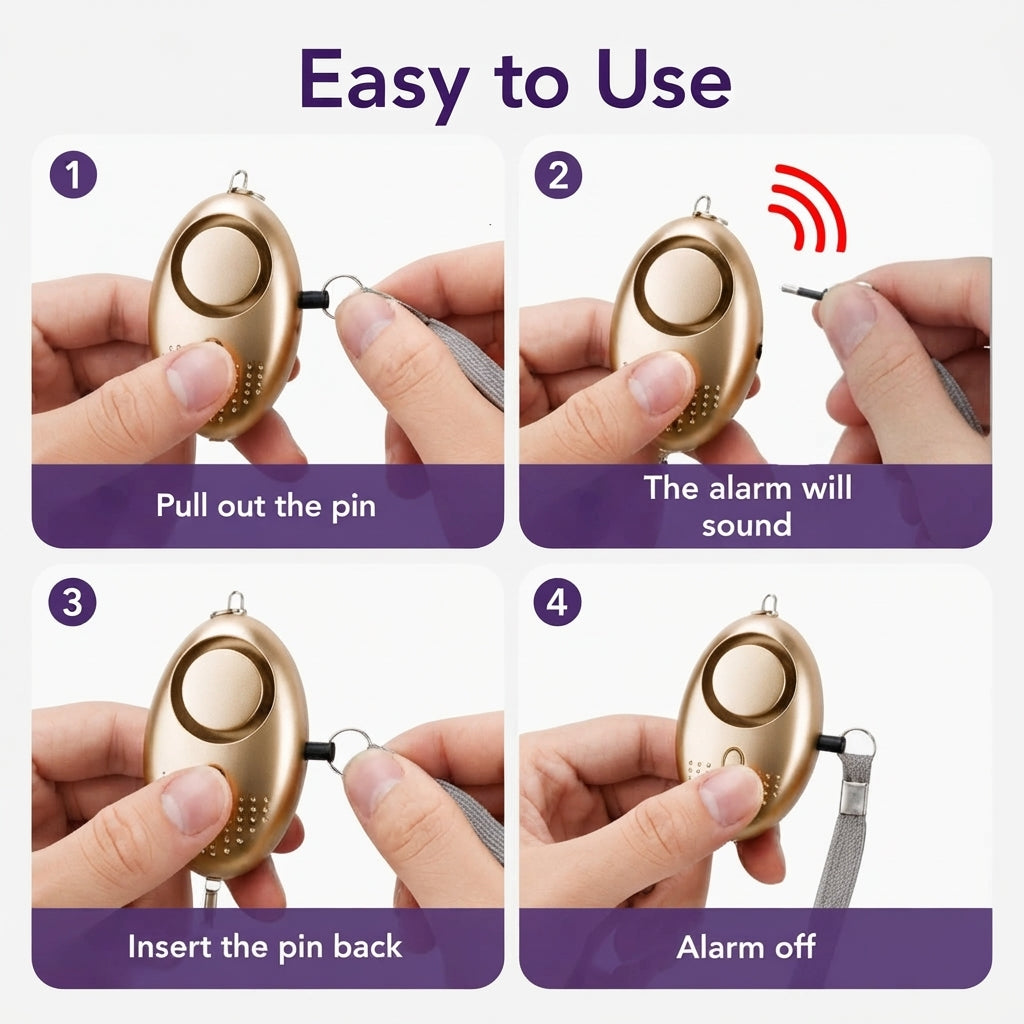 Personal Alarm Keychain for Women, 2-Pack with LED Light