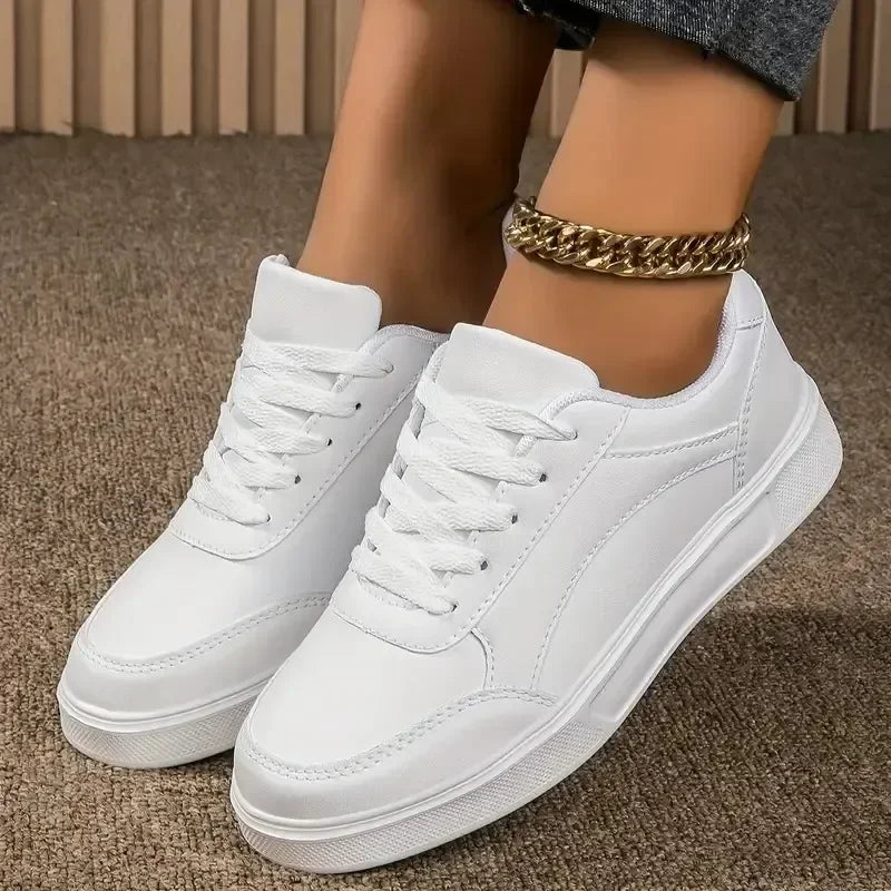 Women Sneakers Thick Sole Outdoor Fashion Women Casual Shoes 2025 New Lace Up Flat Walking Sneakers Female Zapatos De Mujer