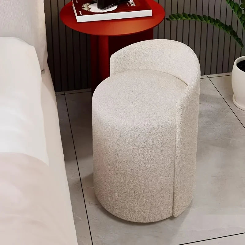 Chic Cylindrical Vanity Stool - Sturdy Frame, Soft Cushion, Space - Saving, Ideal for Bedroom & Living Room