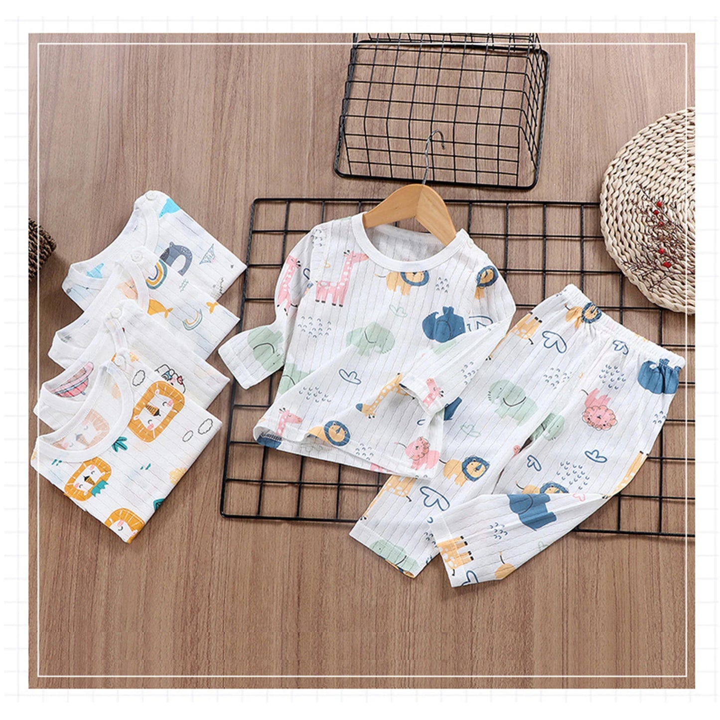 Child Baby Boys Girls Summer Cotton Sleepwear Kids Homewear Children Lightweight Conformtable Pyjamas Cartton Clothes Pullover