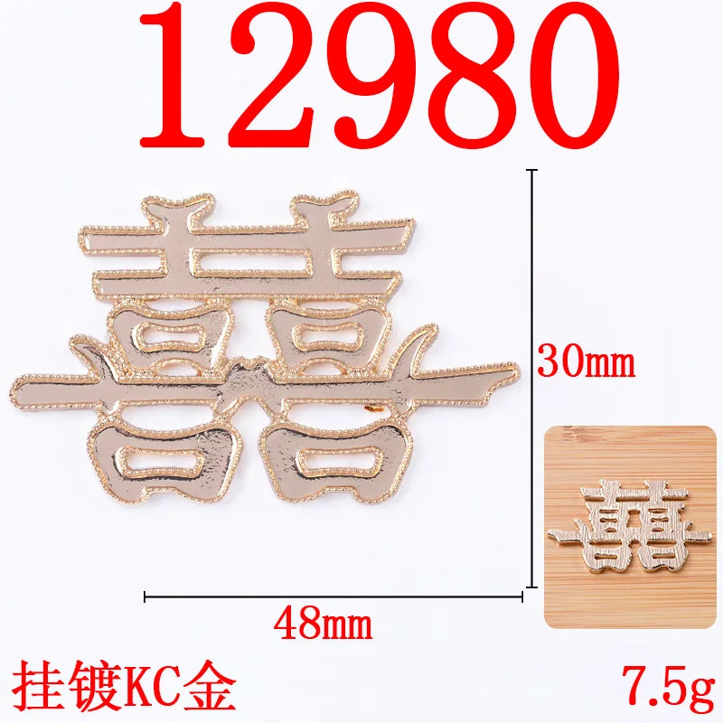 Alloy accessories jewelry Chinese style dripping oil cloisonne double happiness accessories DIY wedding bride hair accessories