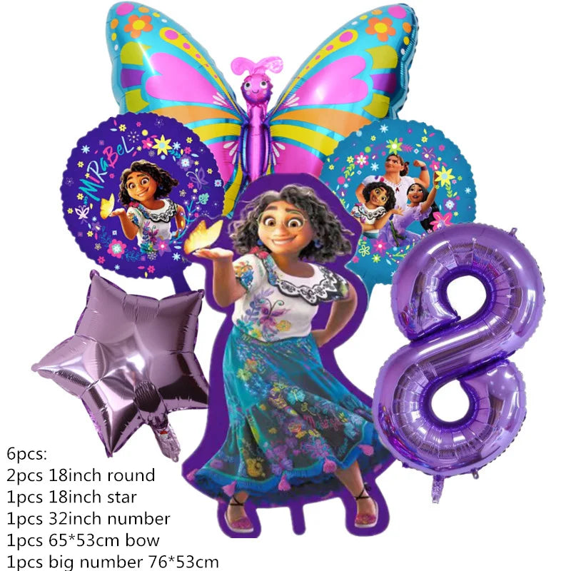 Disney Encanto Mirabel Isabella Party Balloons Set 32inch Purple Number Foil Balloons For Kids 1 2 3th Birthday Decor Air Globos