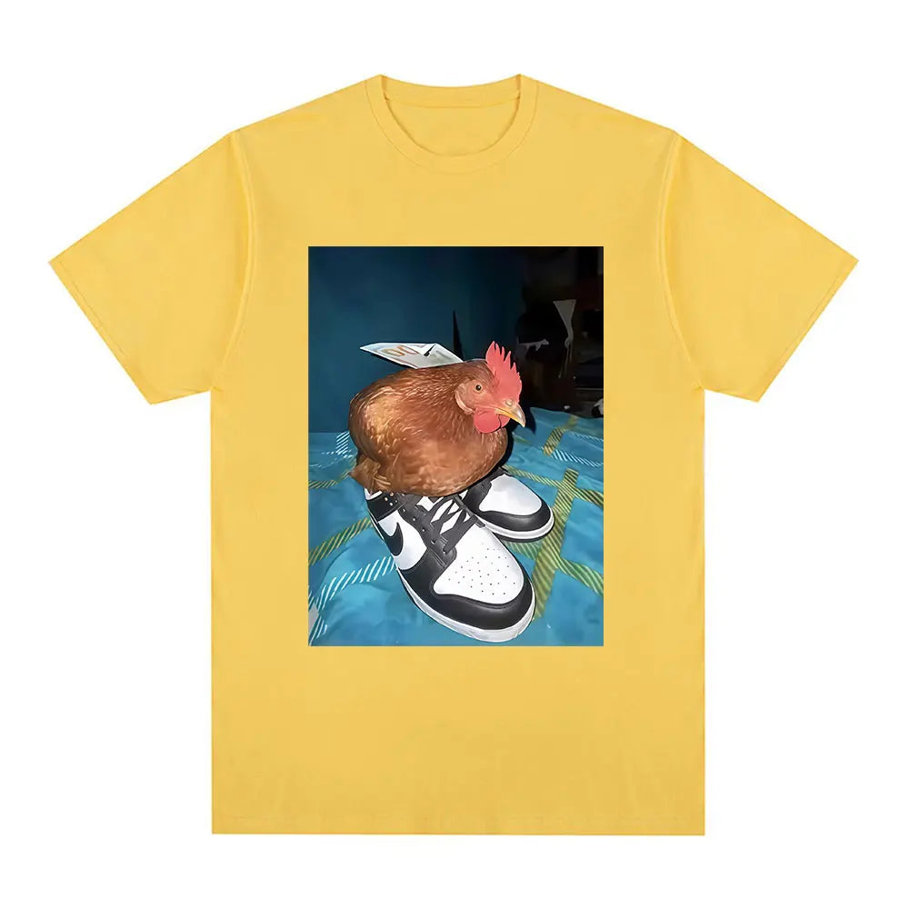 Funny Dripped Out Chicken T Shirt Men Women Chicken with Shoes Print T-shirts Harajuku Fashion Short Sleeve Tee Shirt Streetwear