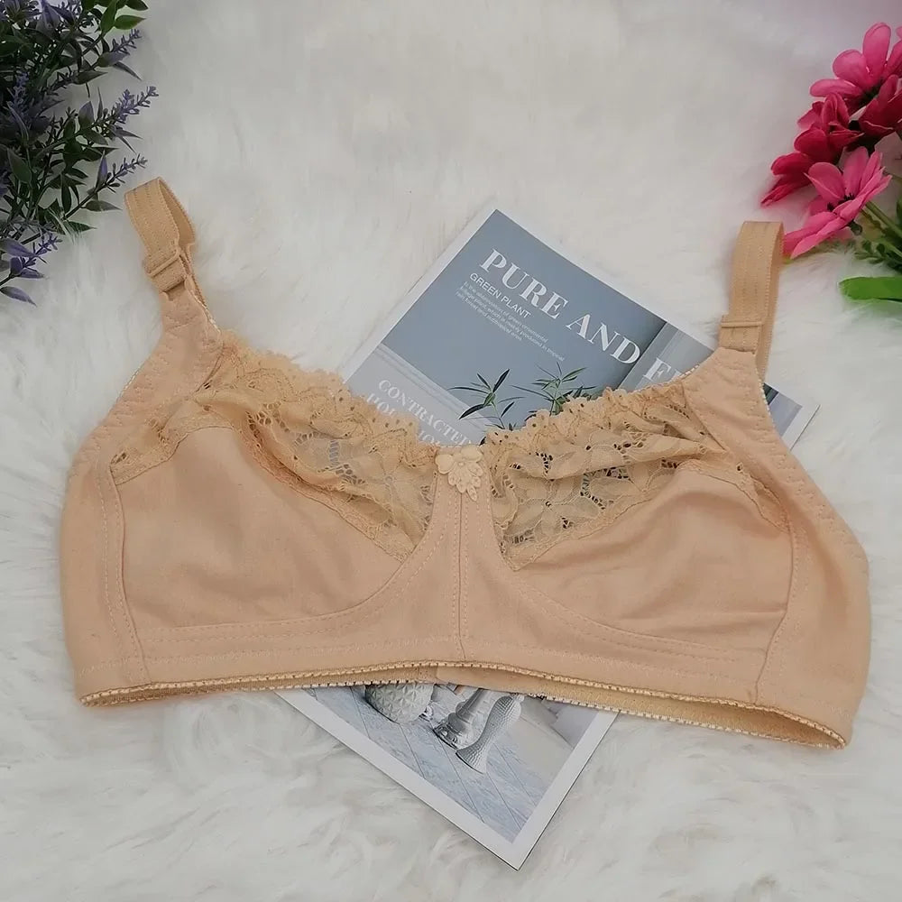 Transparent Summer New Wireless Bras For Women Comfortable Underwear Breathable sexy lace Lingerie Plus Size 34-44 C D Cup C31