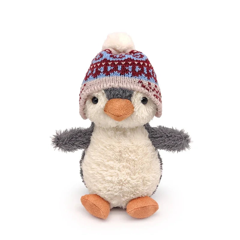 Cute Penguin Wear Hat Soft Plush Pendant Toy Baby Comfort Sleep Doll Fluffy Penguin Stuffed Animal Birthday Christmas Gift Decor