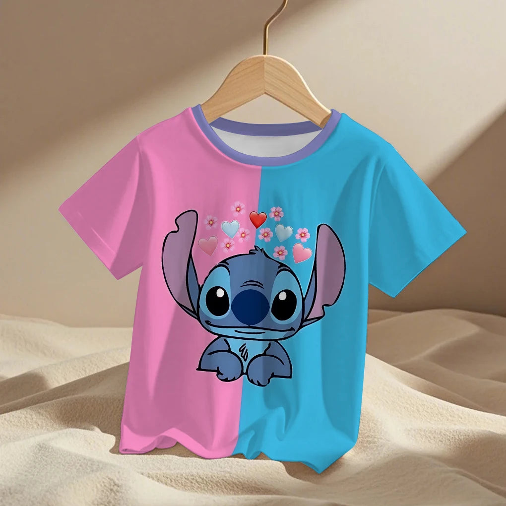 Lilo Stitch Trucksuit Kids T-Shirt Kawaii T Shirt Anime Cartoons Children Casual Clothes Tee Shirt Baby Girl Boy Fashion Y2K Top