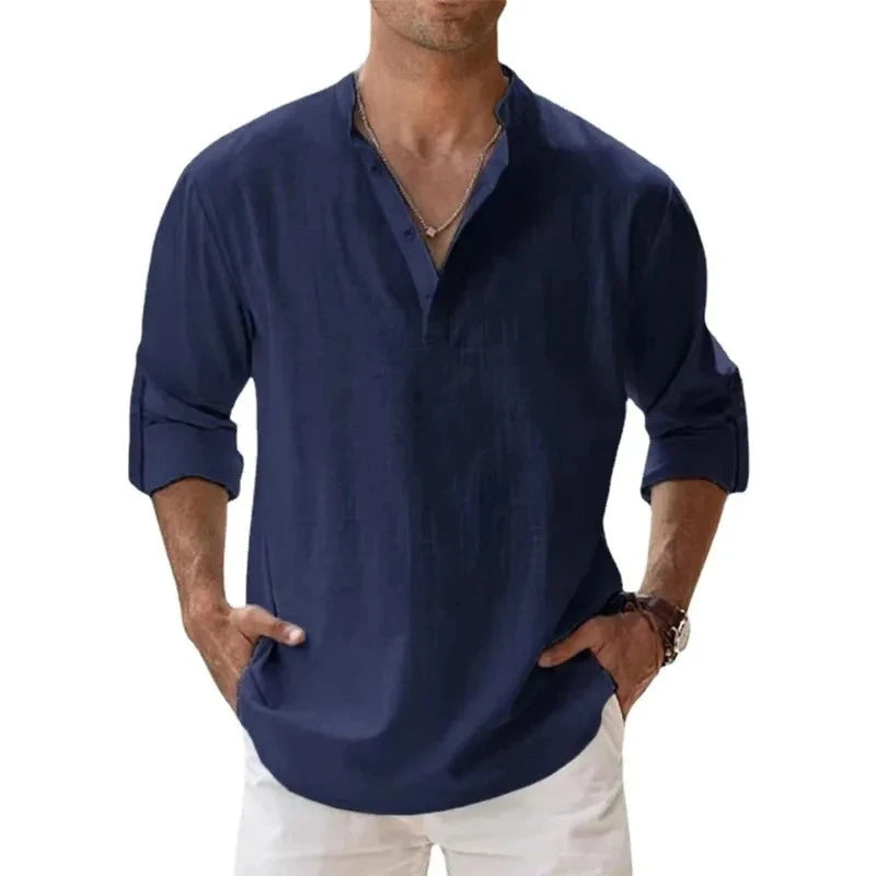 Men's Casual Fashion Long Sleeve Linen Shirt Stylish Comfortable Breathable Men's Clothing