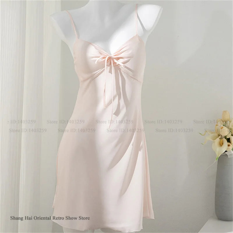 Female 2PCS Robe Nightgown Set Pajama Sexy Suspender Nightdress Lingerie Summer Kimono Bathrobe Gown Rayon Homewear Lounge Wear