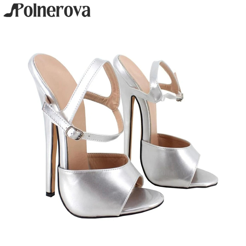 18cm Open Toe Sandals Ultimate Stilettos Multi-color Patent Leather Handmade Sandals Sexy Fetish High Heels Customizable Sandals