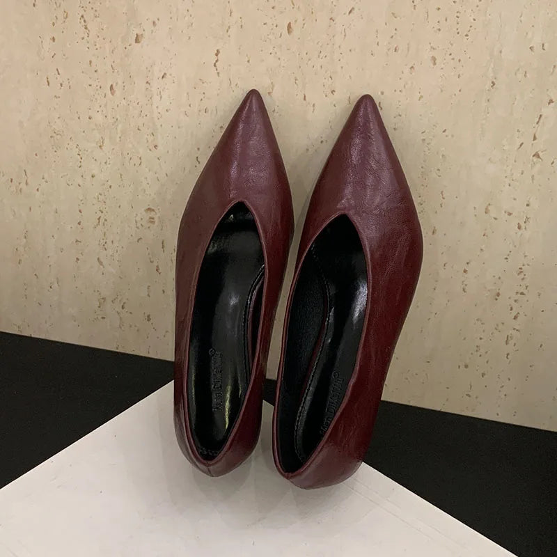 Pointed Toe Footwear Slip On Pumps Women Heeled Shoes Casual Female Fashion Shallow Ladies Low Heel Shoes 2025 New