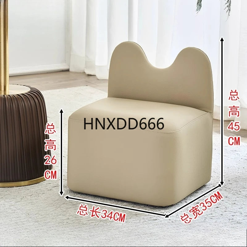 household high-end living room luxury shoe change stool with backrest footstool sofa hair stool