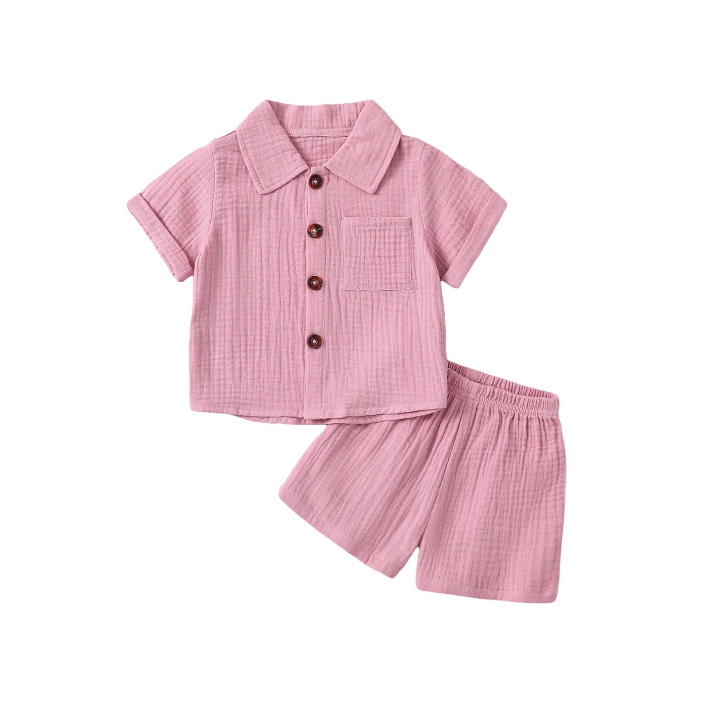 Toddler Short Sleeve Button Down Lapel Shirt Shorts Set 2Pcs Summer Outfits Baby Clothes