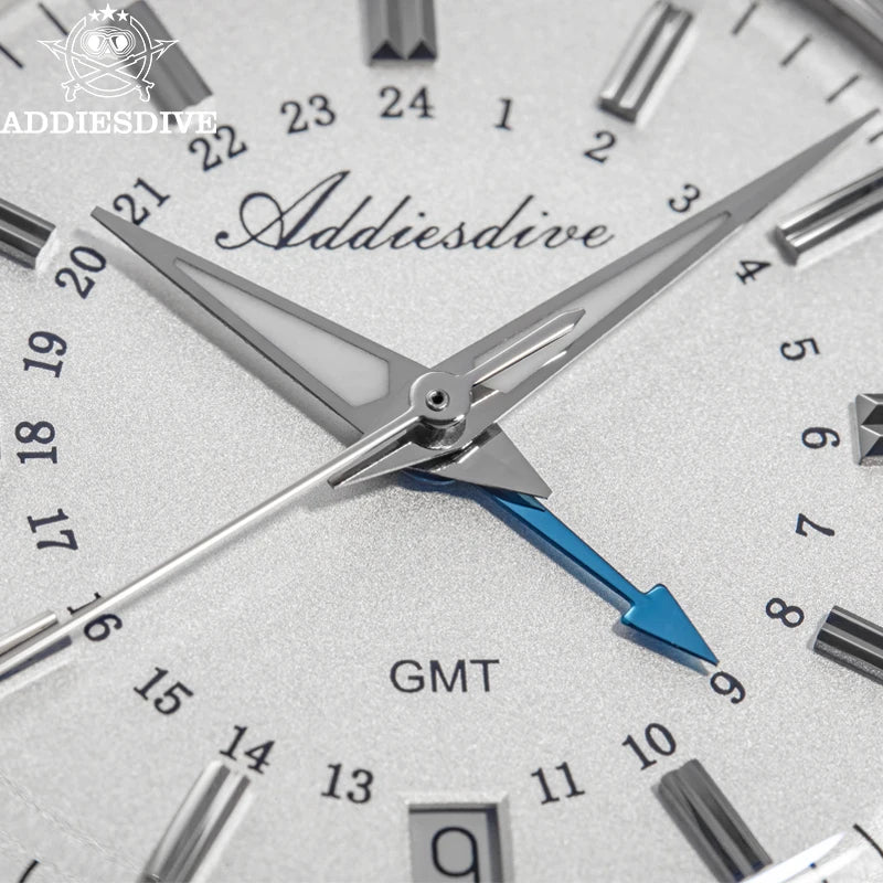 ADDIESDIVE Hot Brand 36mm Luxury GMT Watch Gift for Men 10Bar Waterproof BGW9 Super Luminous 316L Stainless Steel Quartz Watches
