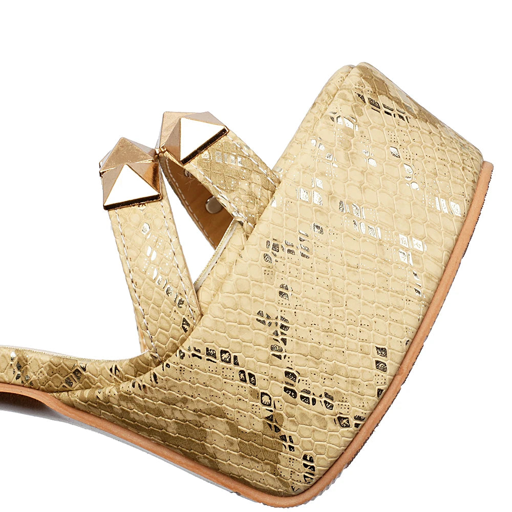 2025 New Summer Rome Yellow White Women Sandals Sexy Rivets Platform High Heel Lady Party Shoes Plus Small Big Size 32 43 46