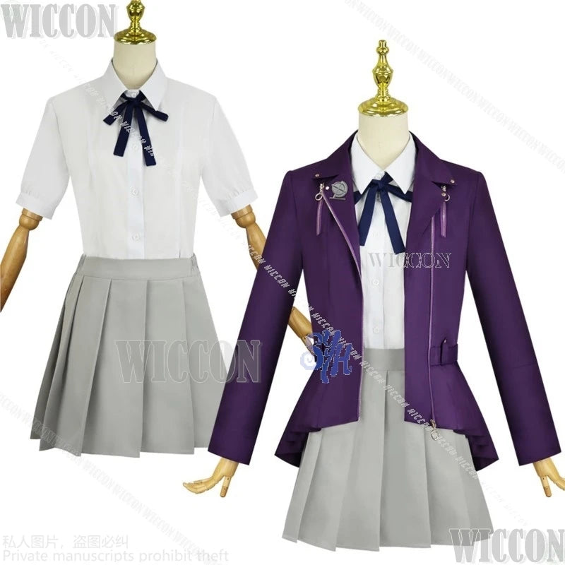 Game The Hundred Cosplay Kirifuji Nozomi Purple Punk Coat Y2k Fashion Jirai Kei Girls Dress JK Uniform Halloween Comic Con Party
