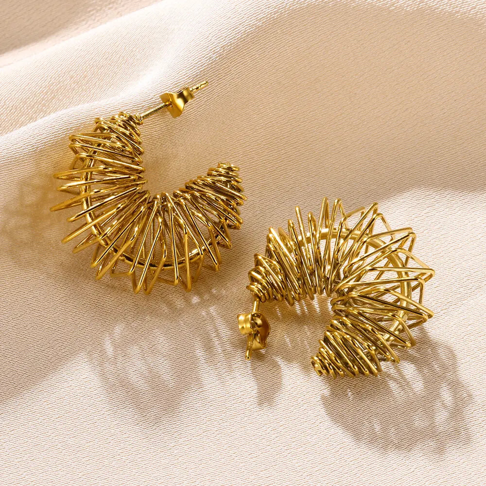 Bow Earring Butterfly  Aretes Stainless Steel Earrings For Women Spring Coil Twisted Earring Brincos Christmas Party Jewelry