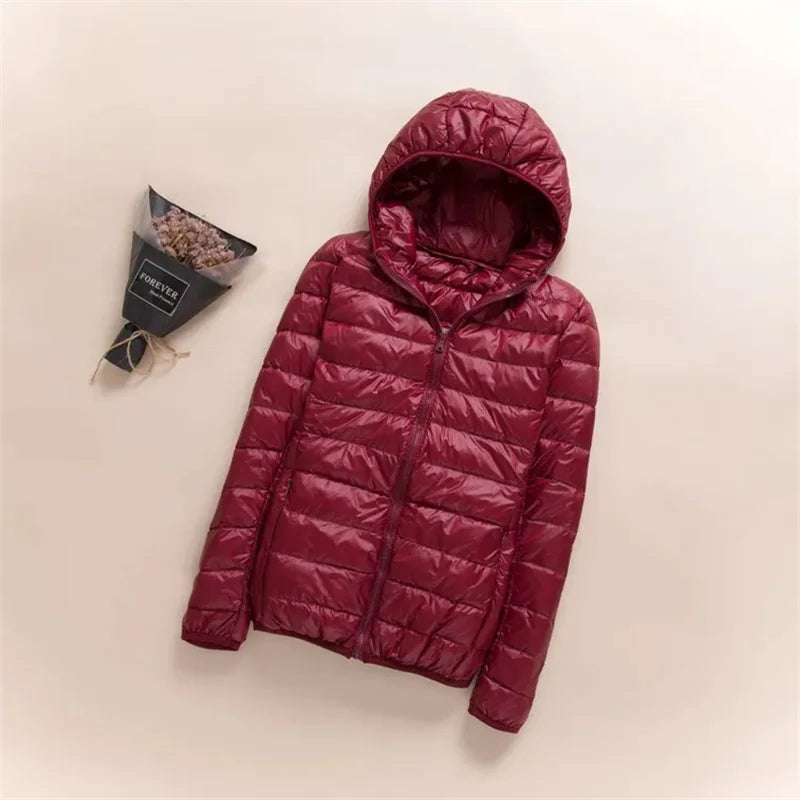 New Women Thin Down Jacket White Duck Down Ultralight Jackets Autumn Winter Puffer Jacket Warm Coats Portable Female Outwear