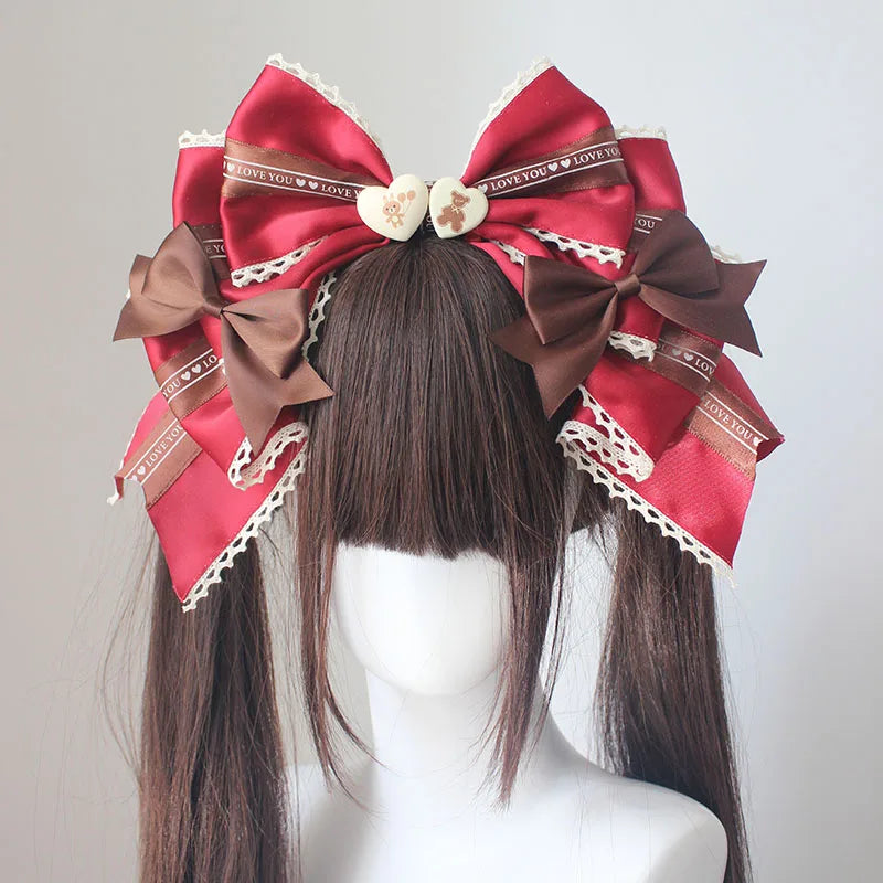 Spring Summer Cute Sweet Hair Clips for Women Bow Headwear Thin Lolita Ladies Hair Clips KC Hair Bow Lolita Korean Accessories