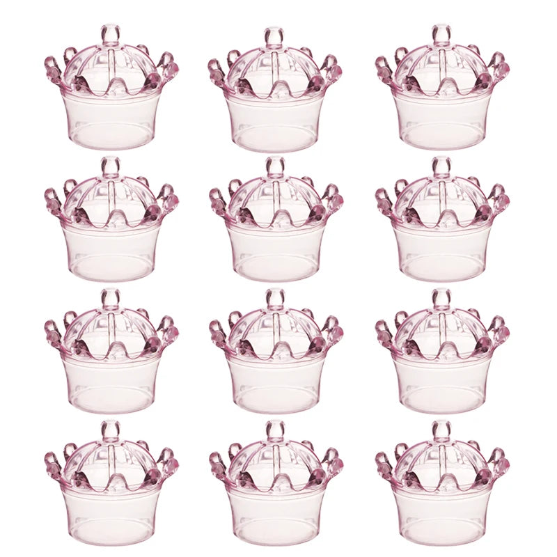 12pcs/lot Crown Candy Box Transparent Chocolate Boxes Packing Box Bride Groom Wedding Decoration Birthday Party Favor Gifts