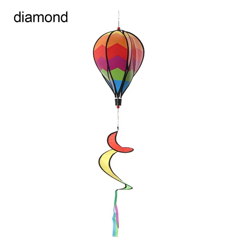 110CM Giant Rainbow Hot Air Balloon Garden Wind Spinners Pinwheels Whirligigs Windmill Toys for Yard Lawn Decorations Outdoor