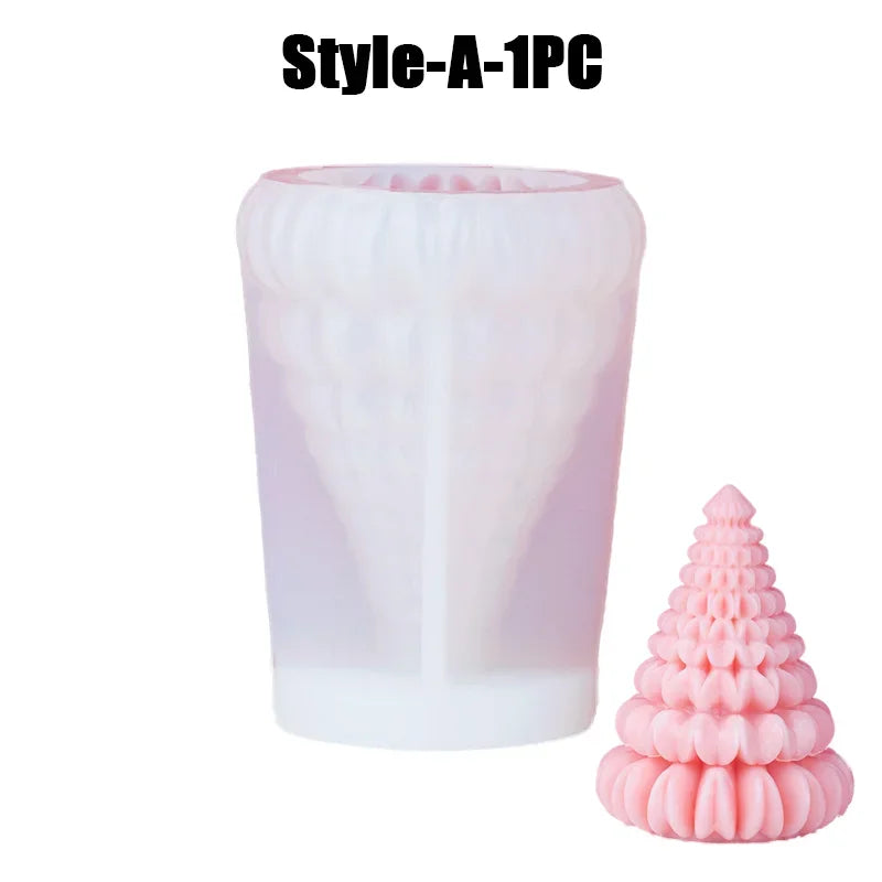 Christmas Tree Candle Molds Handmade Home Decoration Wax Candle Silicone Mould Fragrance Aroma Gypsum Plaster Ornament Mold