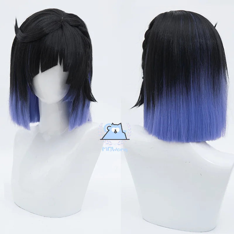 Game Genshin Impact Yelan Cosplay Wig New Skin Yelan Tranquil Banquet Outfit Short Hair Gradient Color For Hallowmas Party