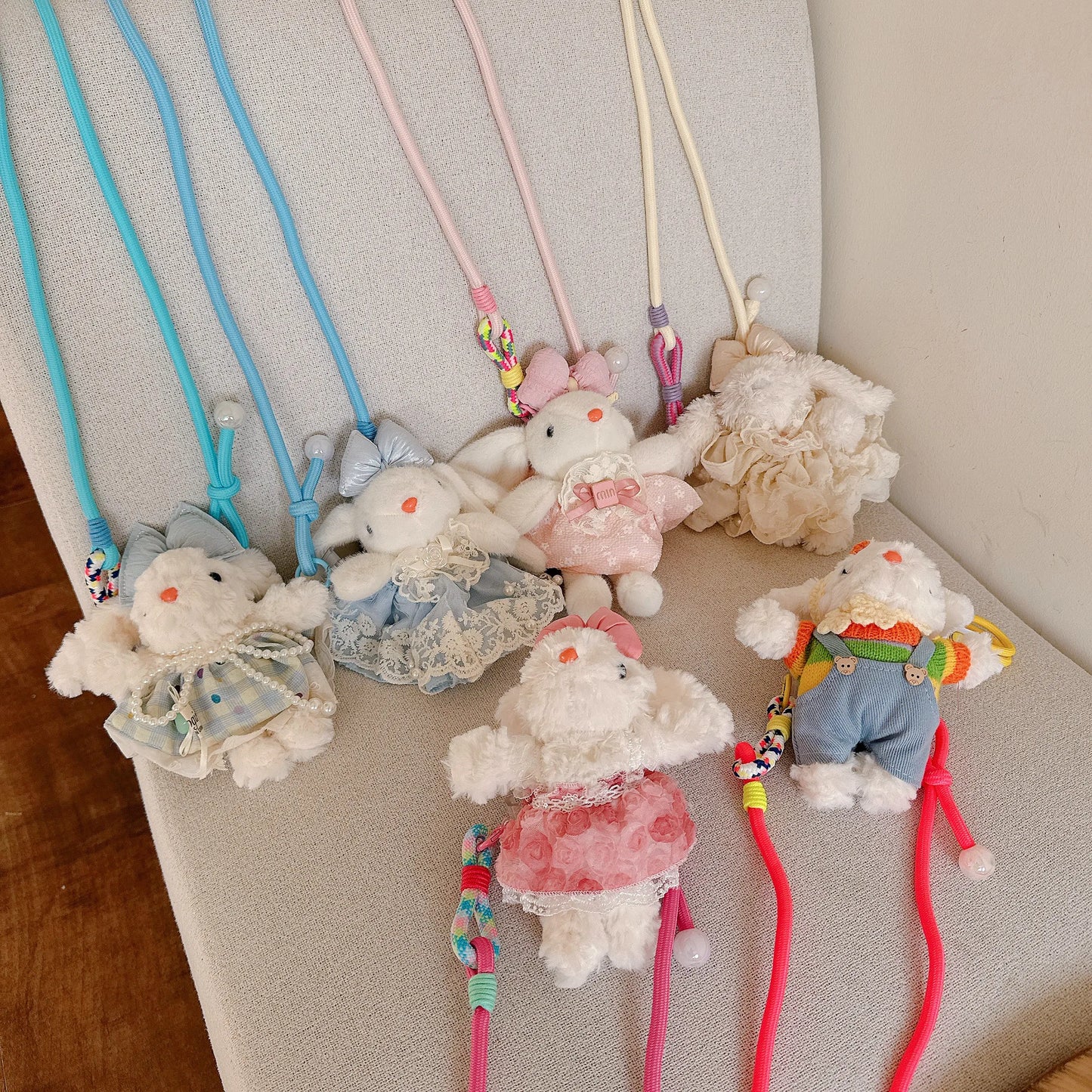 Hanging Ear Rabbit Doll Keychain Cartoon Plush Doll Bag Pendant Cute Animal Doll Accessories For Girl Women Christmas Gifts