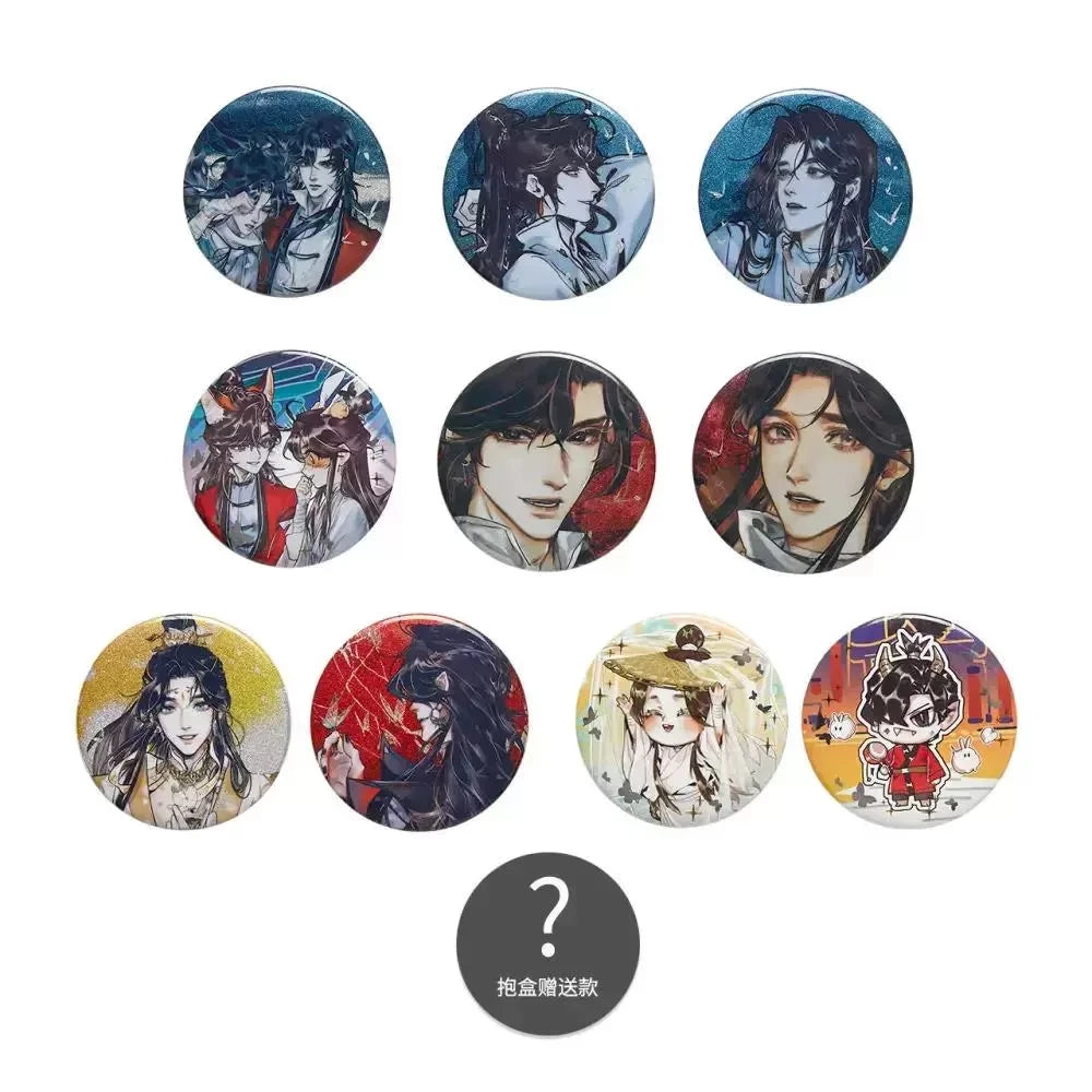 58mm Hua Cheng Xie Lian Cartoon Figure Badge Anime Peripheral Heaven Official'S Blessing Pins For Backpack Shirt Jewelry Gift