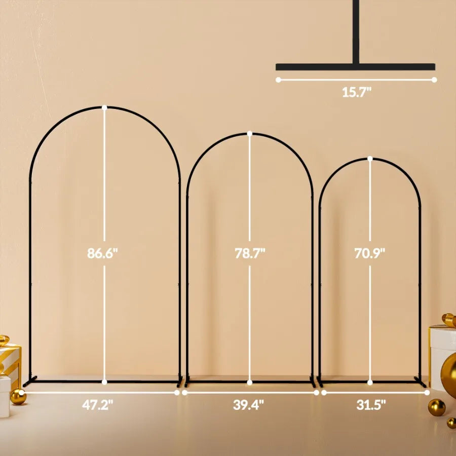 Metal Arch Backdrop Stand Set of 3 7 6.5 6 ft Wedding Arch Frame Balloon Backdrop Arch Stand Set for Birthday Party Bridal Sho