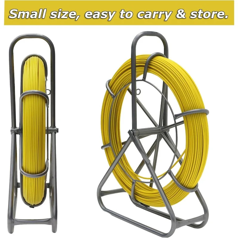 INTSUPERMAI Fish Tape Fiberglass Duct Rodder Fish Tape Puller Fiberglass Wire Cable Running (8mm x 100m / 0.31in x 328ft)