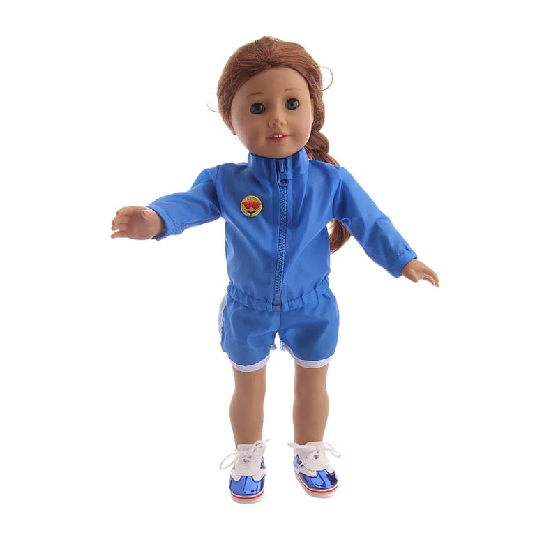 Blue Sportswear Doll Clothes Basketball Gym Shoes For 18inch American Doll 43Cm Reborn Baby items & Logan Boy Dolls Accessories