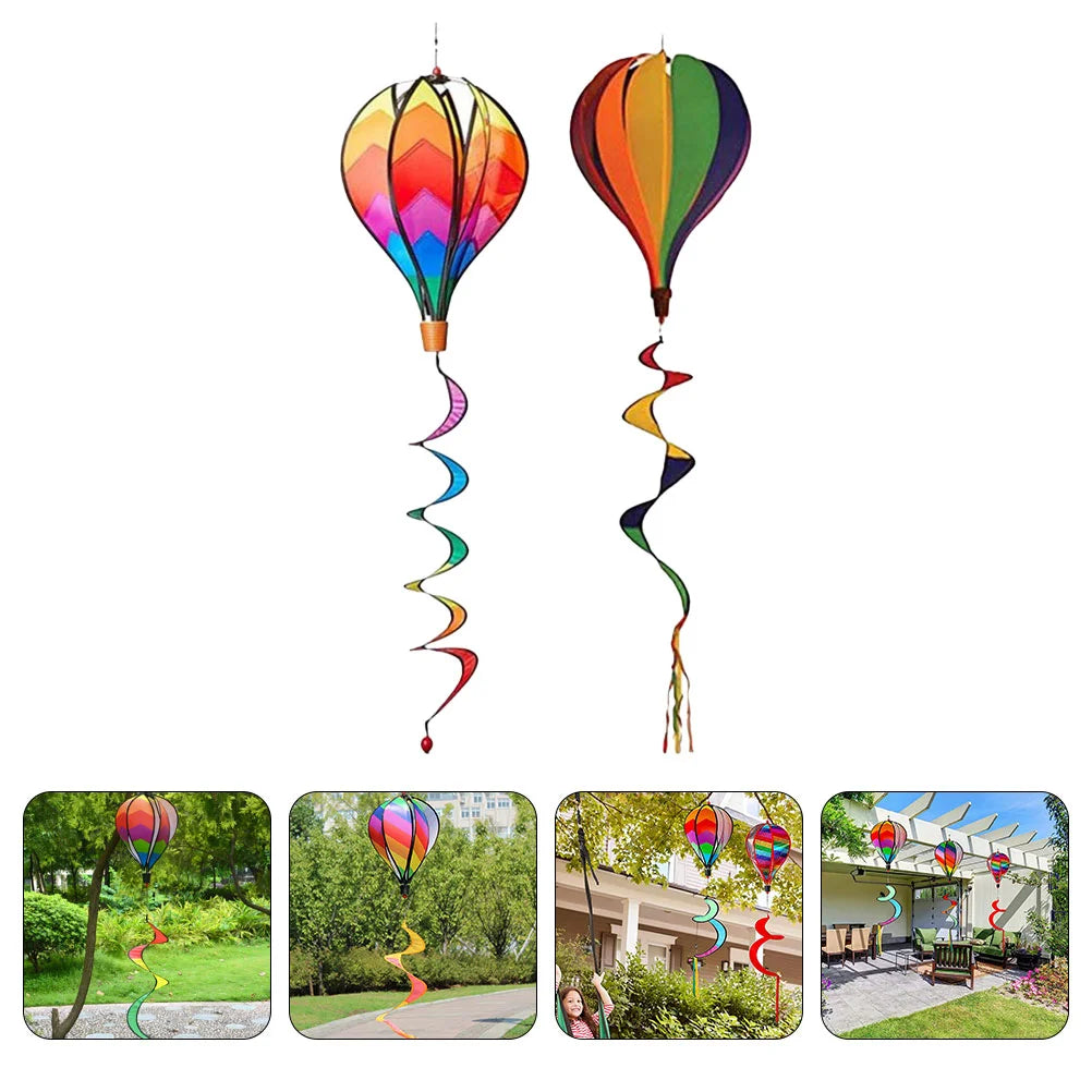 2pcs Balloons Summer Hot Air Wind Strips Sequin Solid Color Windmill Rotating Colorful Garden DecorationSpiral Pvc
