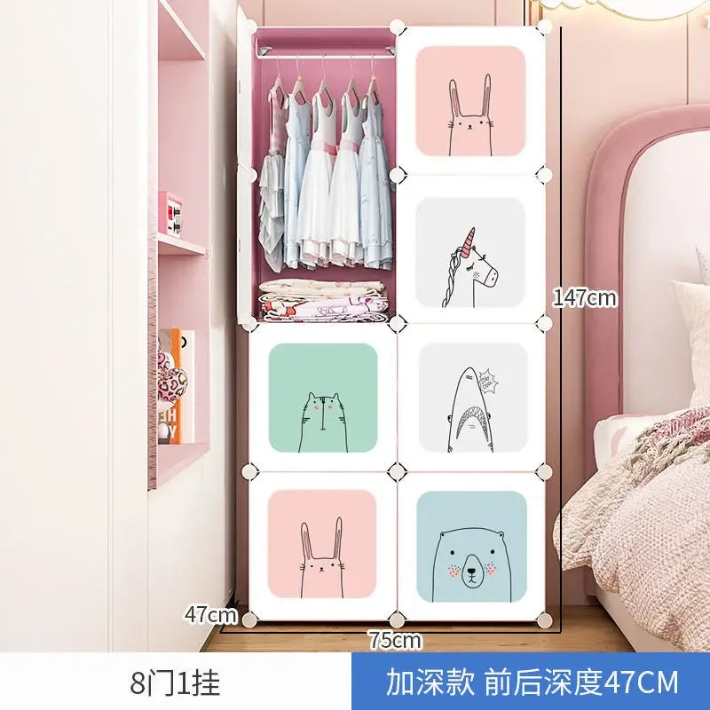 Baby Storage Cabinet Plastic Wardrobes Children Wardrobe Small Girl Clothes Clothings Closet Dresses Room Girls Assembly