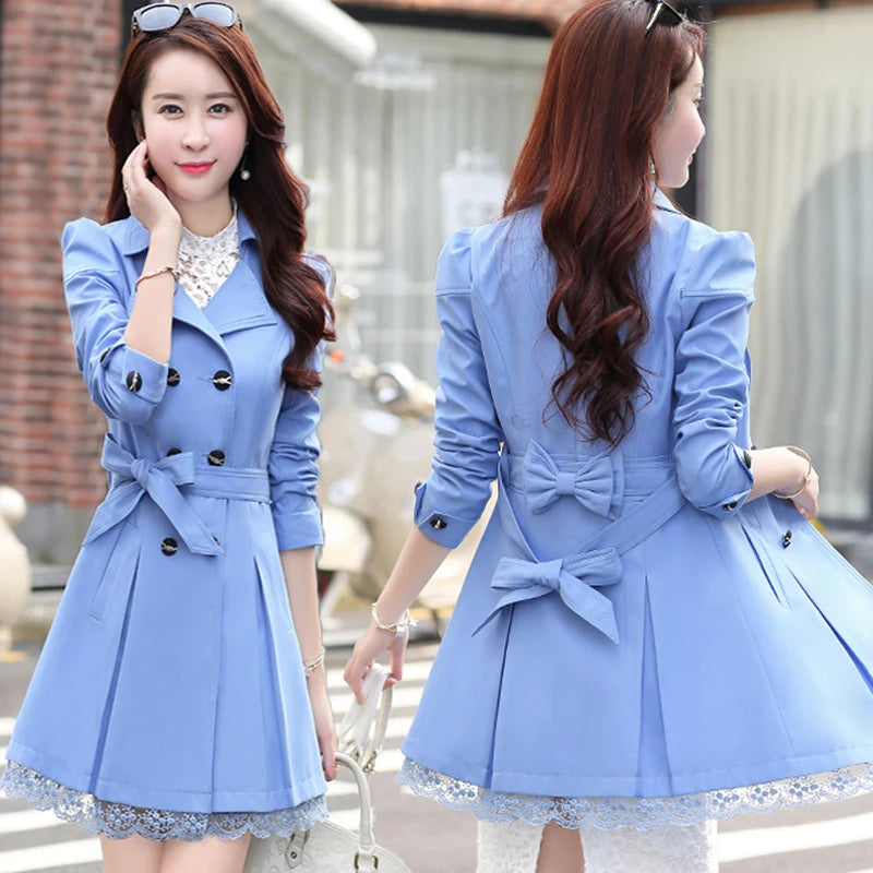 Fashionable Polo Collar Trench Coat for Women 30 40 50 Years Old Mothers Spring Autumn Mid Length Youthful Jacket