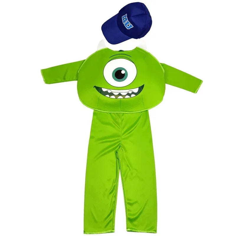 Movie Monsters Mike Wazowski Cosplay Costumes Carnival Kids Jumpsuits Coat Hat Set Comic-Con Halloween Purim Party Clothes Suits