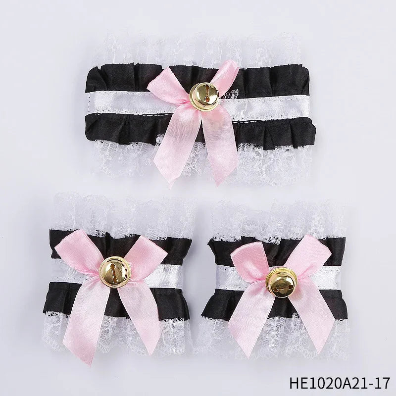 Womens Halloween Maid Lace Cat Ear Headband Hair Accessories Cat Ear Headband Long Tassel Japanese Animation Cosplay Accessories