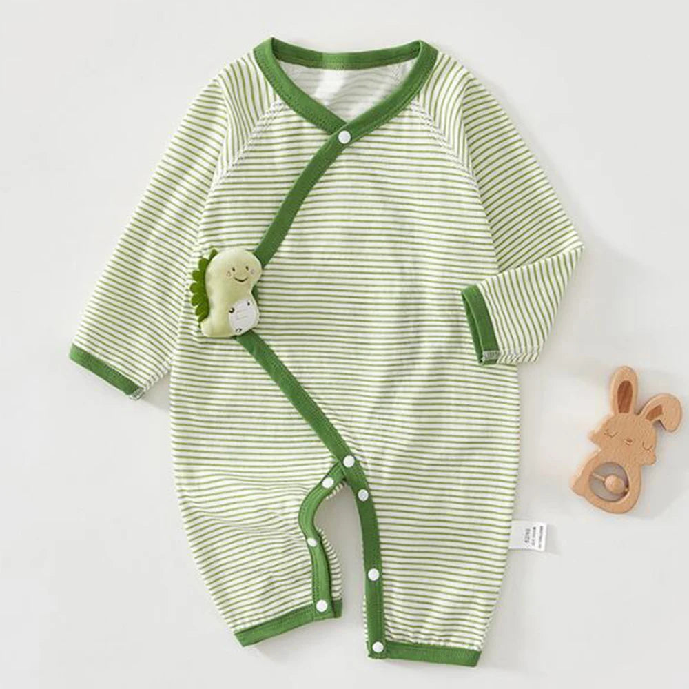 Summer Baby Boy Clothes 100% Cotton Baby Girl Rompers Long Sleeve Striped Newborn Jumpsuit 0 6 Months Unisex Hospital Onesies