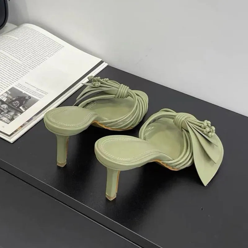 Bohemian Style Fashion Flowers Decor Women Slippers Sandals Summer High heels Mules Slides Casual Outdoor Beach Flip flop Shoes